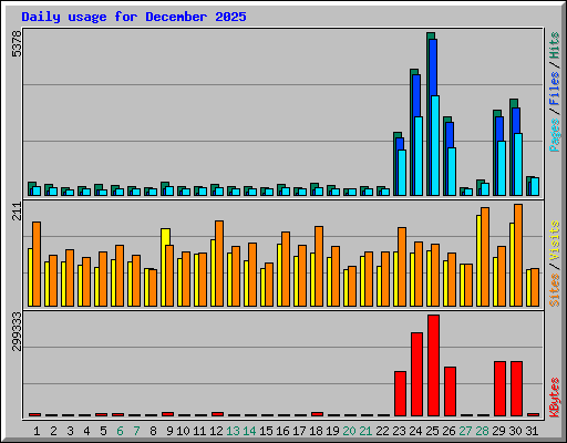 Daily usage for December 2025